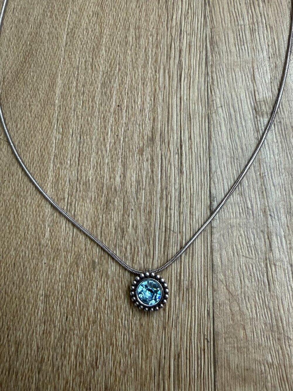 Brighton Twinkle Necklace in Aquamarine March Birthstone Silver Plated
